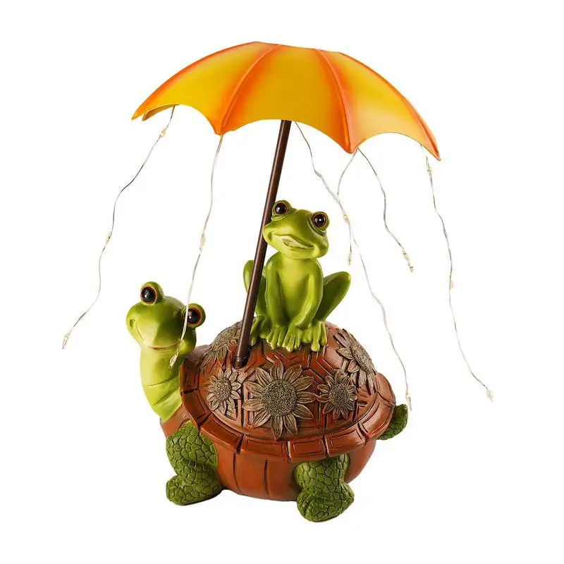 

Frog with Umbrella and LED Lights Ornament 5.9x4.1x9.1in Turtle & Frog Resin Frog Statue Solar Light Frog Home Yard Gard Ornamen