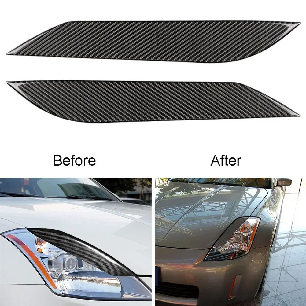 

Car Headlight Eyelid Stylish Headlight Eyelids For NISSAN 350Z 2003 2009 2Pcs Carbon Fiber Eyelids Cover Trims