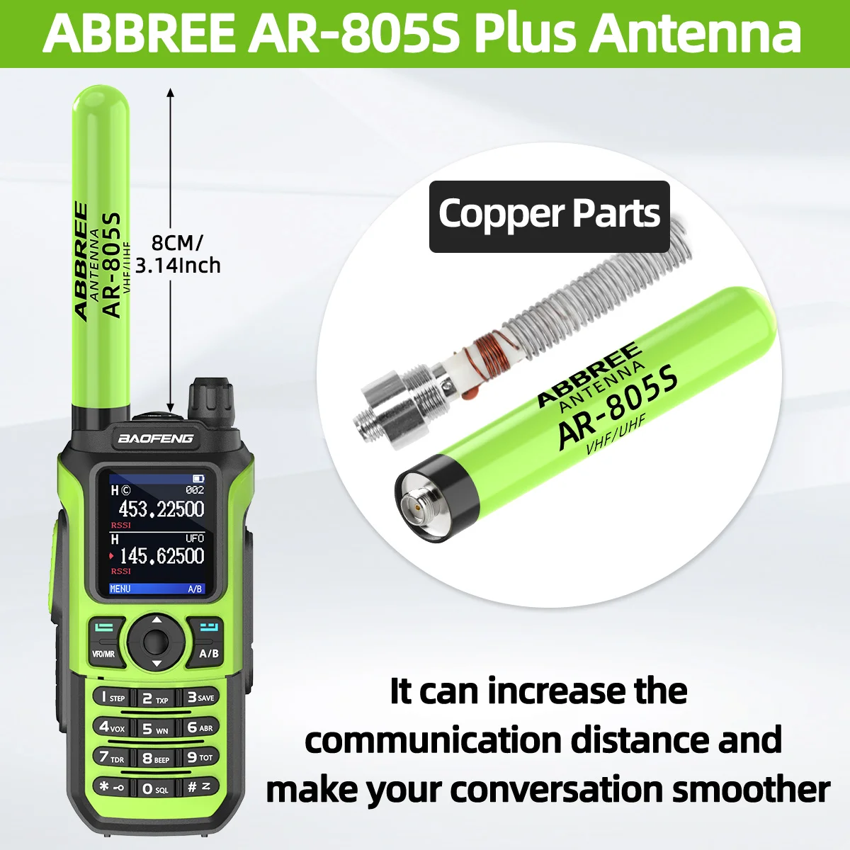 ABBREE AR-805 PLUS AR-805S Walkie Talkie Antenna SMA-Female High