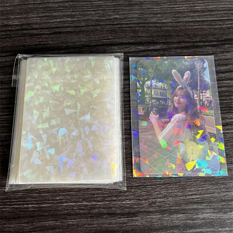 65*90mm Clear Photocard Sleeves, 50 Pieces Laser Little Star Flashing Card Protector Covers