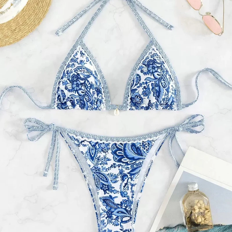 

Tropical Plant Print Bikini Ethnic Two-pieces Sexy Swimsuit