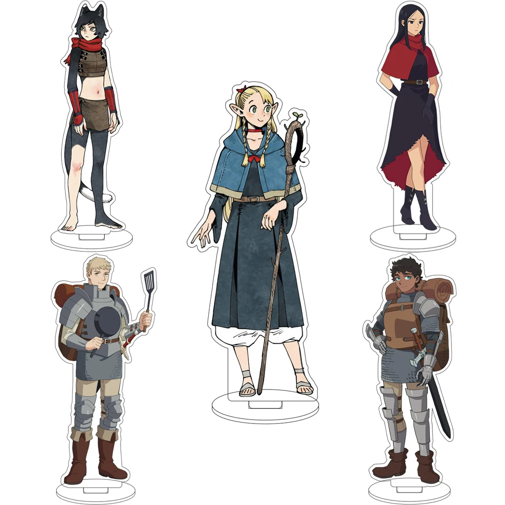 Figura de acrílico de 16 cm de Anime Delicious in Dungeon: Laios, Touden, Marcille, Donato, Falin, Chilchuck, Tims, Senshi. Soporte para figuras, adornos de cosplay, regalo.