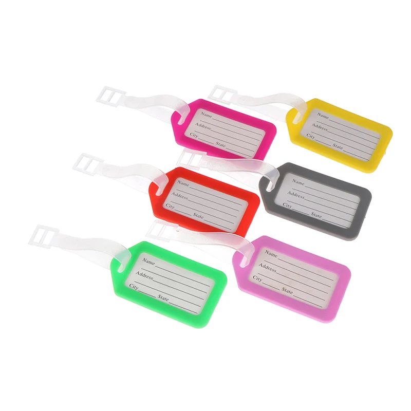 10pcs Luggage Tags Suitcase Label Bag Travel Accessories Luggage Bag Tag Name Address ID Label Plastic Suitcase Baggage Tags