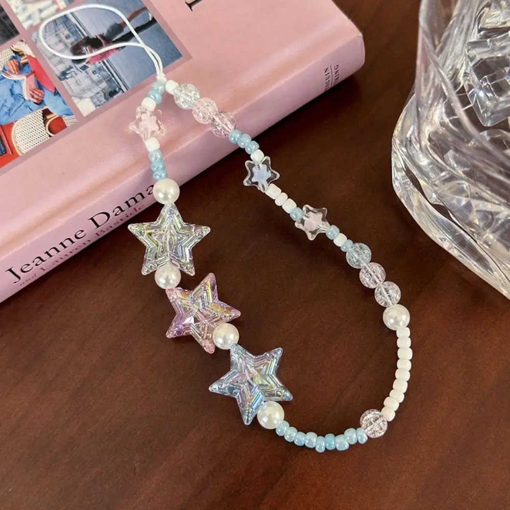 

Beaded Pendant Y2K Mobile Phone Charms Heart Cellphone Chain Clouds Stars Phone Strap Korean Anti Lost Phone Lanyard