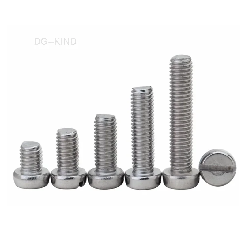 10Pcs Rvs Ronde Kop Notched Schroeven Draad Machine Diameter M3-M5 Lengte 5-30Mm