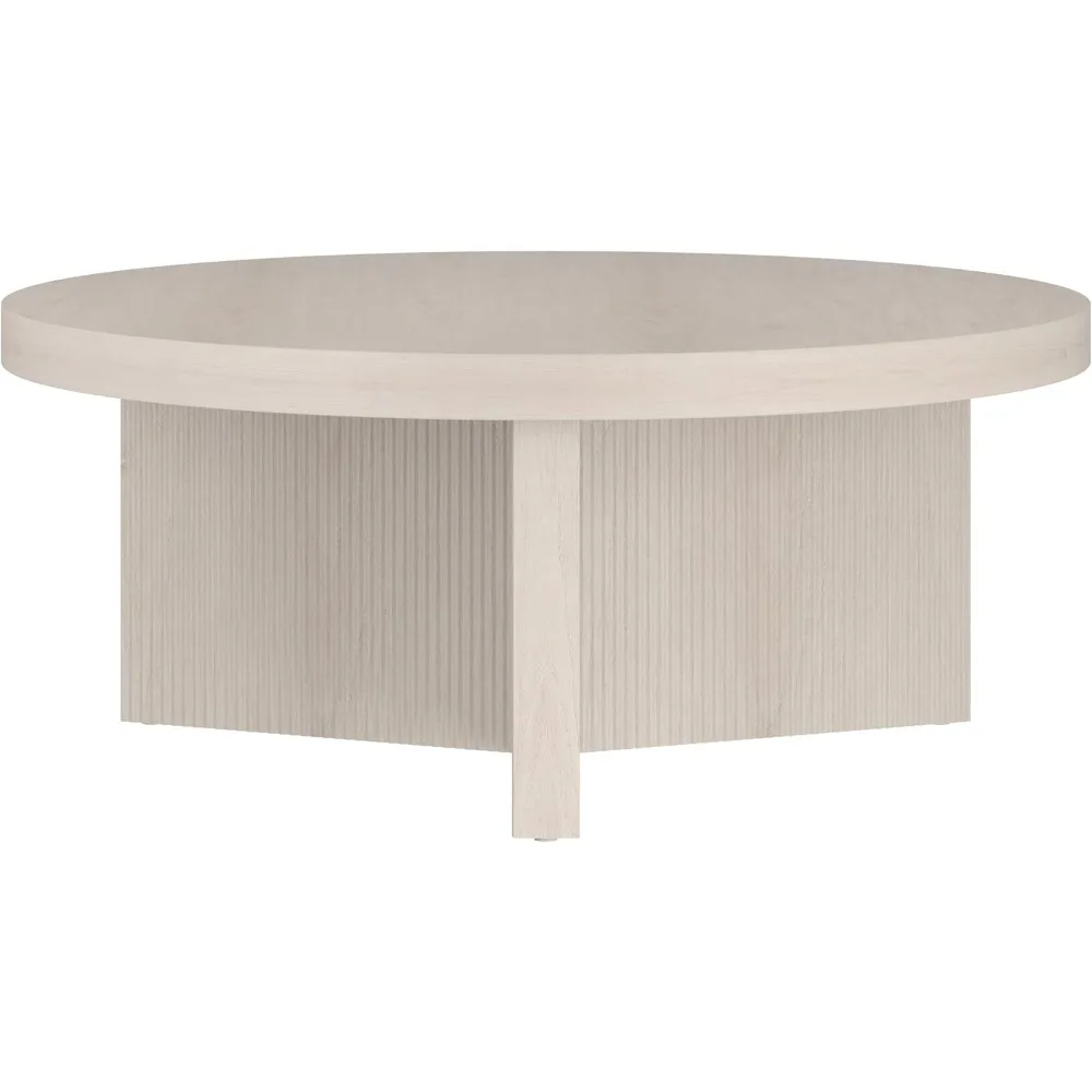 طاولة جانبية مستديرة قابلة للتكديس - أثاث داخلي خارجي من البولي راتان باللون البيج مع سطح من خشب السنط الصلب #6