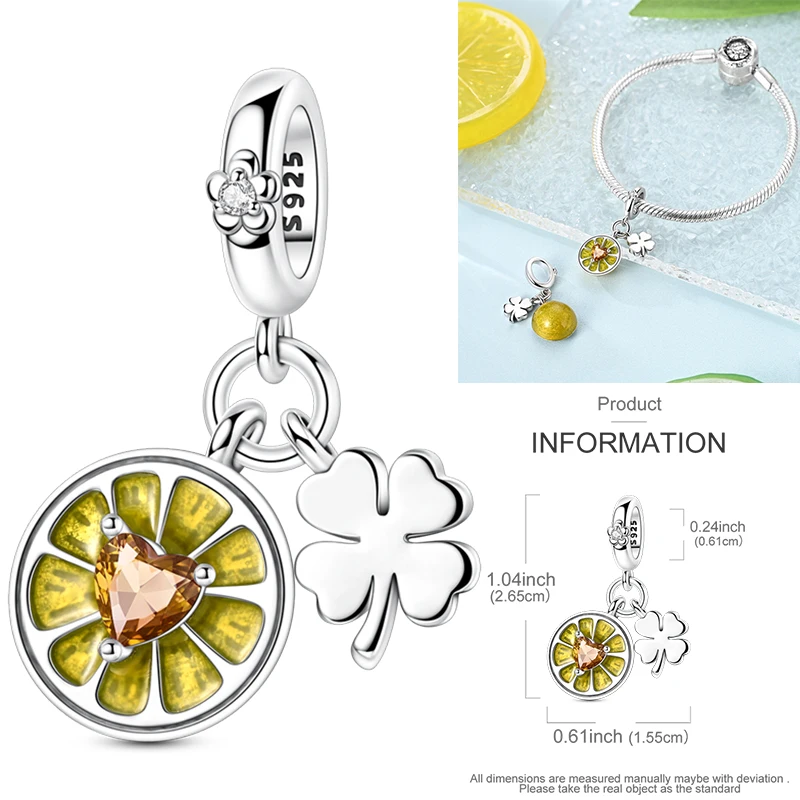 Frucht-Charm 925 Sterling Silber Erdbeere Kirsche Avocado Perlenanhänger Passend für Europäische Armbänder DIY Damenschmuck Geschenk 2026 – Detail 39