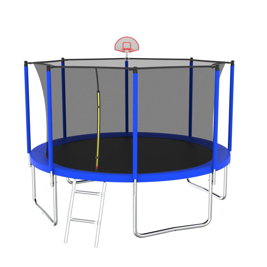

12FT Trampoline for Kids & Adults with Basketball Hoop and Ball ,Recreational Trampolines with Safety Enclosure for Back Yard Ou