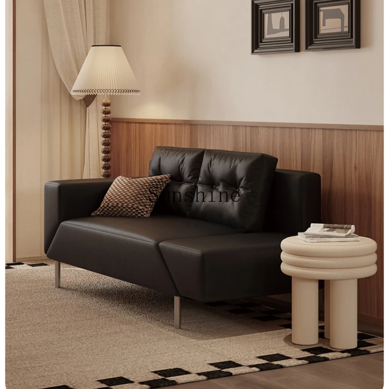 

Sofa armrest rotatable living room small apartment leather sofa