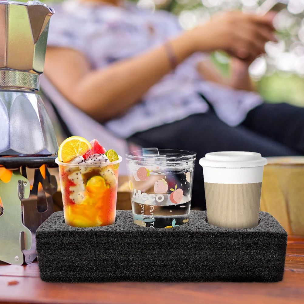 

3 pcs 2 4 Holes Holder Lightweight Shockproof Coffee Mug Cup Cup Carrier Tray Milk Tea Drinks Carrier Foam Tray