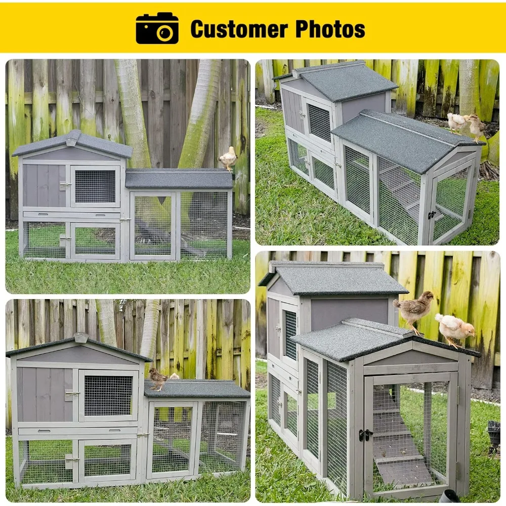 

Chicken Coop for 2 Chickens, Wooden Duck House Outdoor Hen House Poultry Cage-Expandable Design