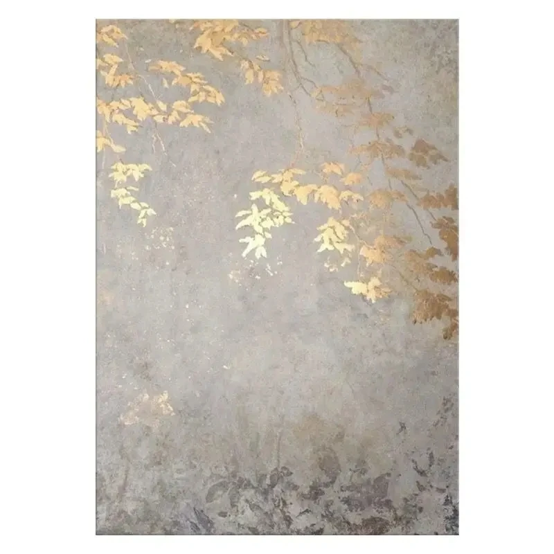 Hand Drawn Canvas Oil Painting With Golden Leaves,Modern Abstract Wall Decoration, Living Room,Bedroom, Office,No Frame,Hot Sale