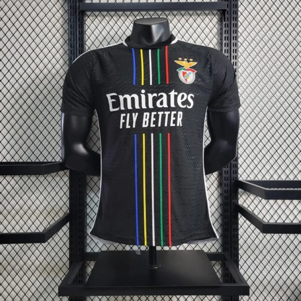 

Summer 2025 Comfortable and Breathable 3D Printed Football Training T-shirt SL Benfica 2023_24 _ Black Player Jerseys