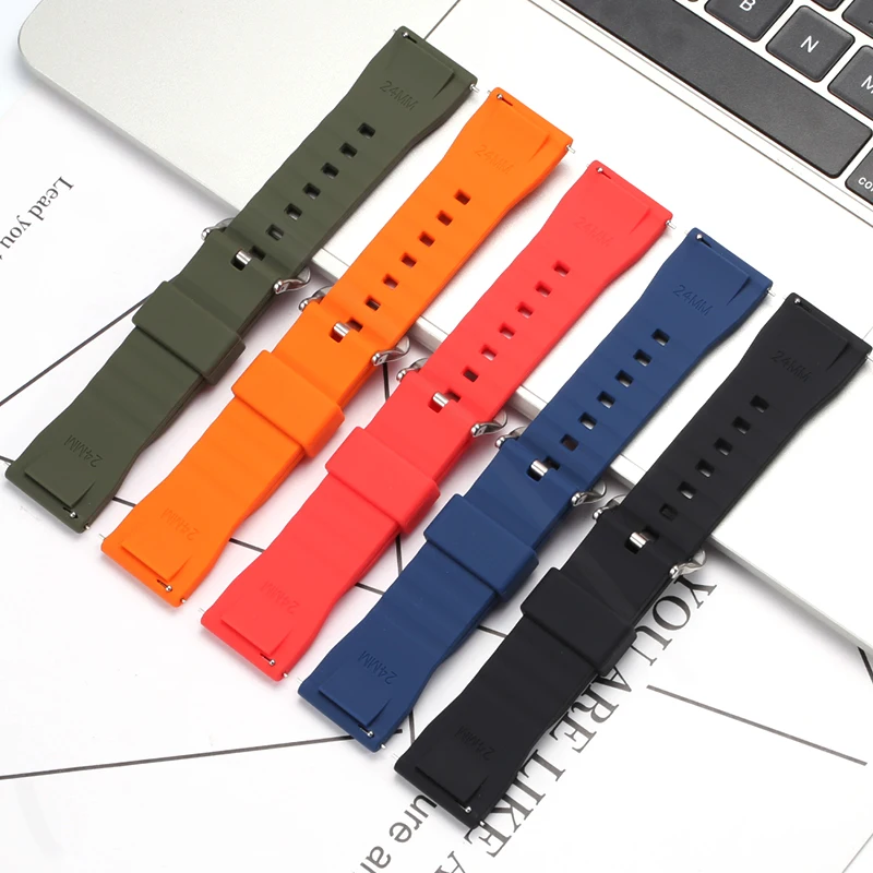 24MM Color Silicone Rubber Watchband For Casio  Prg 650 600 PRW 6600 Pro trek Strap Waterproof Bracelet Watch Accessories