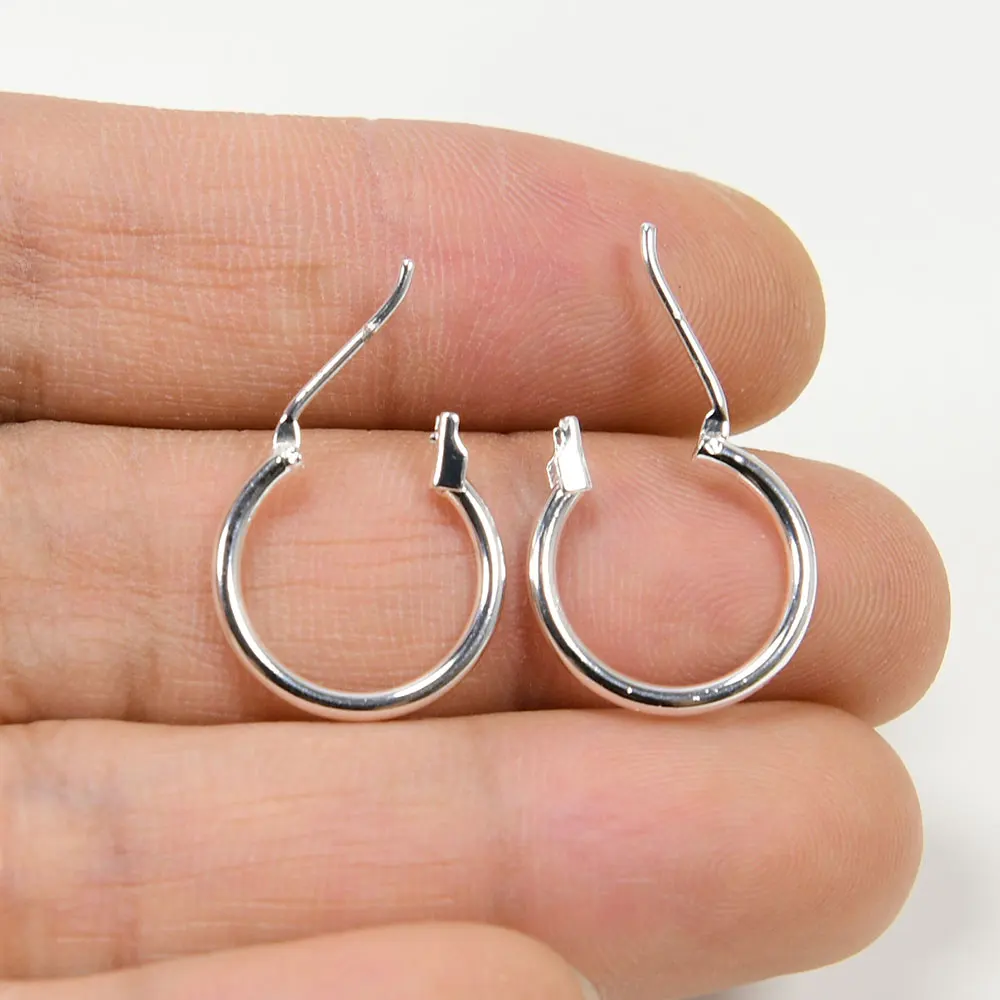 APDGG 20 Pcs 16mm 925 Silver Plated Copper Circle Earrings Hook For Pearl Earring Making DIY Craft Accessories