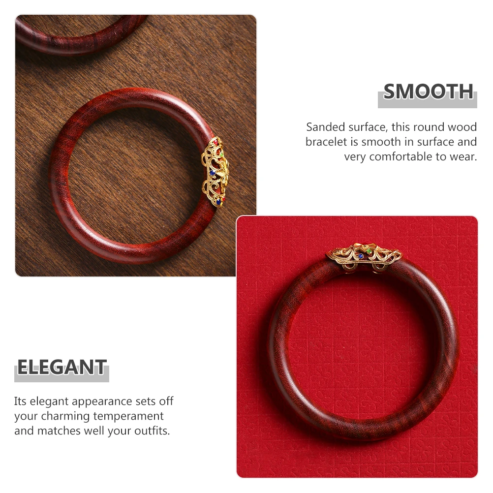 

1pcs Vintage Wooden Bangle Bracelet Round Natural Wood Cuff For Women Smooth Sanded Ethnic Chunky Jewelry Gift Durable Sturdy
