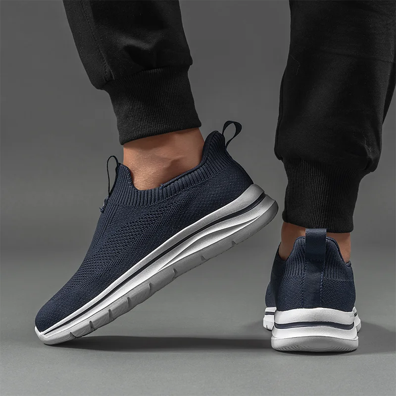 Tênis Esportivos de Malha Leve para Homens, Tênis de Slip-On, Tênis Respiráveis, Tênis de Corrida, Tênis ao Ar Livre, Tamanho Grande, 44, 45, 46