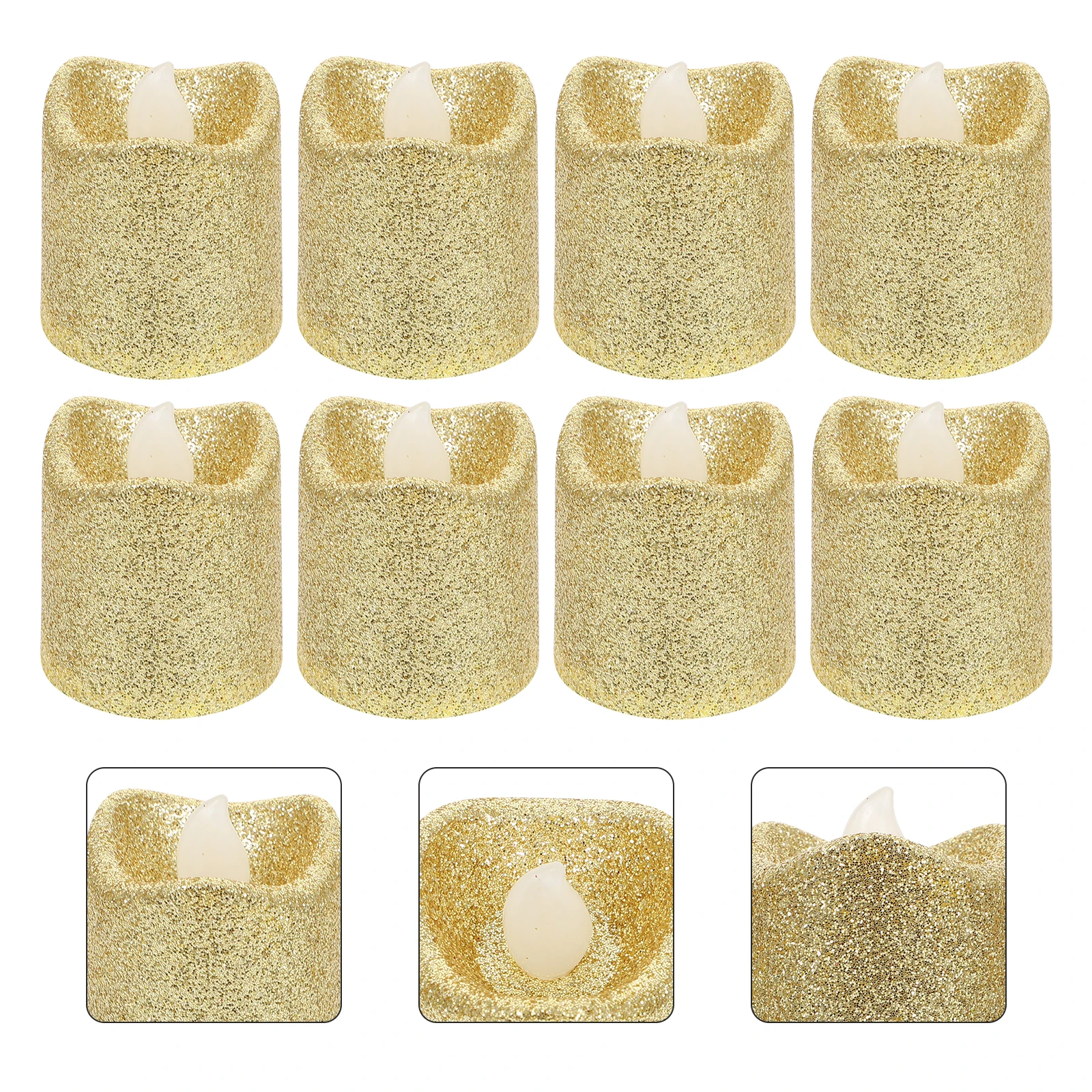 24 قطعة مصباح مسحوق الذهب موجة Led الكهربائية عديمة اللهب ضوء ديكور للداخلية في الهواء الطلق مشهد رومانسي سطح المكتب زخرفة #5