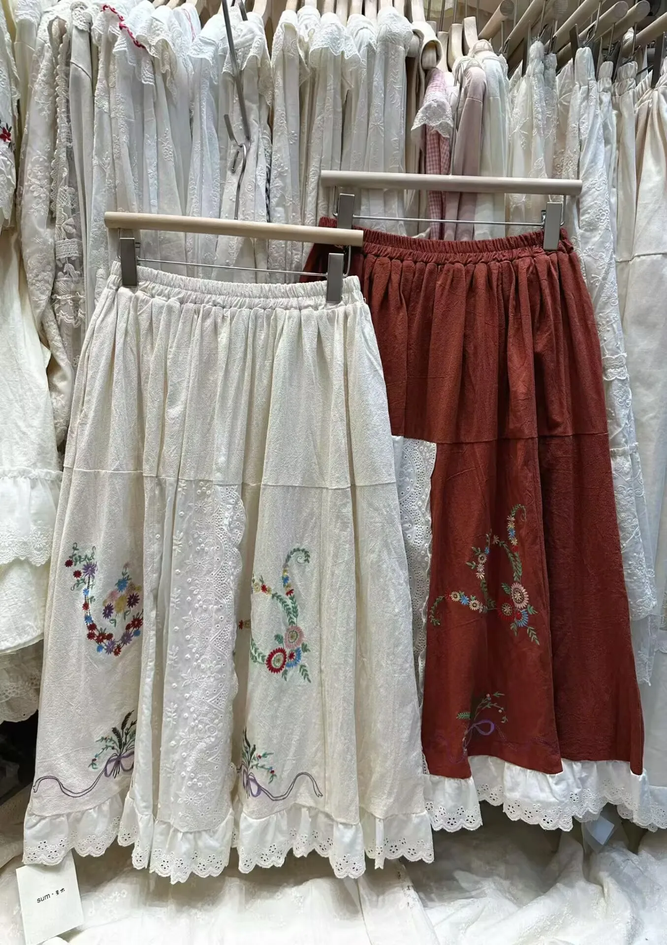 

Женская зимняя винтажная кружевная лоскутная юбка в японском стиле Mori Girl с высокой талией и вышивкой, толстая свободная юбка трапециевидной формы Faldas