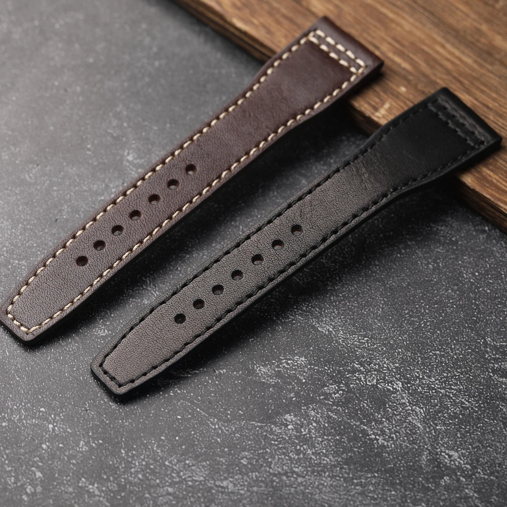 Handmade Fit Pilot's Head Cowhide Strap, 20MM 22MM 21MM Brown Black Men's Bracelet, Vintage Style Genuine Leather Watchband