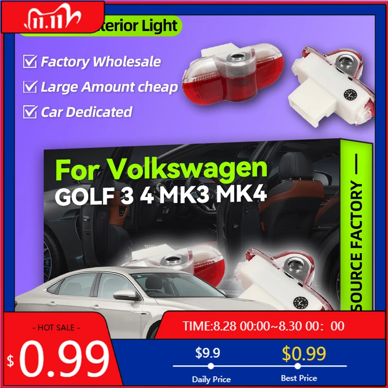 

2026 Новый для VW VOLKSWAGEN 2 шт. для VW GOLF 3 4 MK3 MK4 Jetta Beetle Bora Caddy Touran светодиодный проектор с логотипом двери автомобиля Ghost Shadow