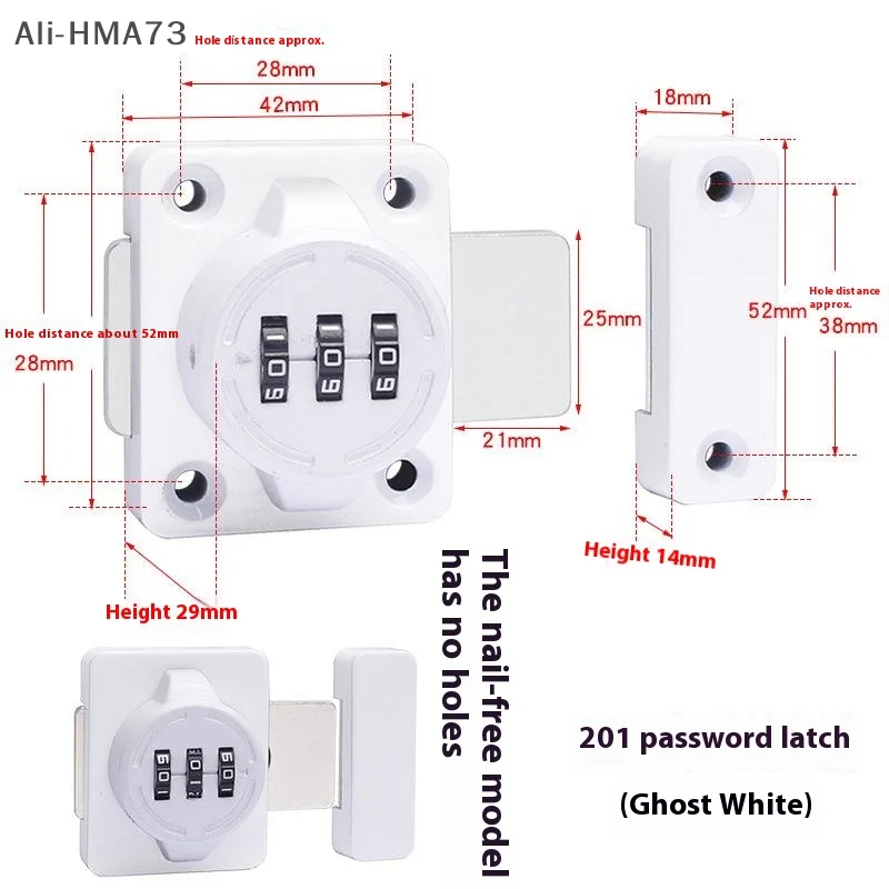 

1 Set Zinc Alloy 3 Digit Security Cabinet Password Locks Non-Punch Keyless Door Lock Latch Combination Code Child Safety Lock