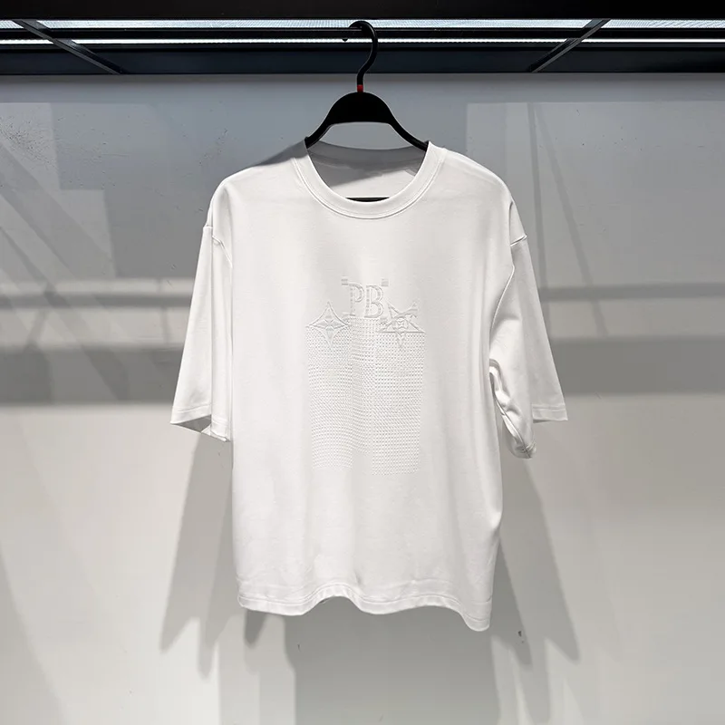 

Оригинальный дизайн, лето 2025: Мужская повседневная футболка с круглым вырезом, белая, модная, простая, с буквенным принтом, дышащая, из хлопка