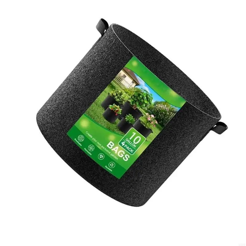   4x Reinforced Grow Pots Gardening Bags with Handles for Vegetables Herbs Flowers view 3