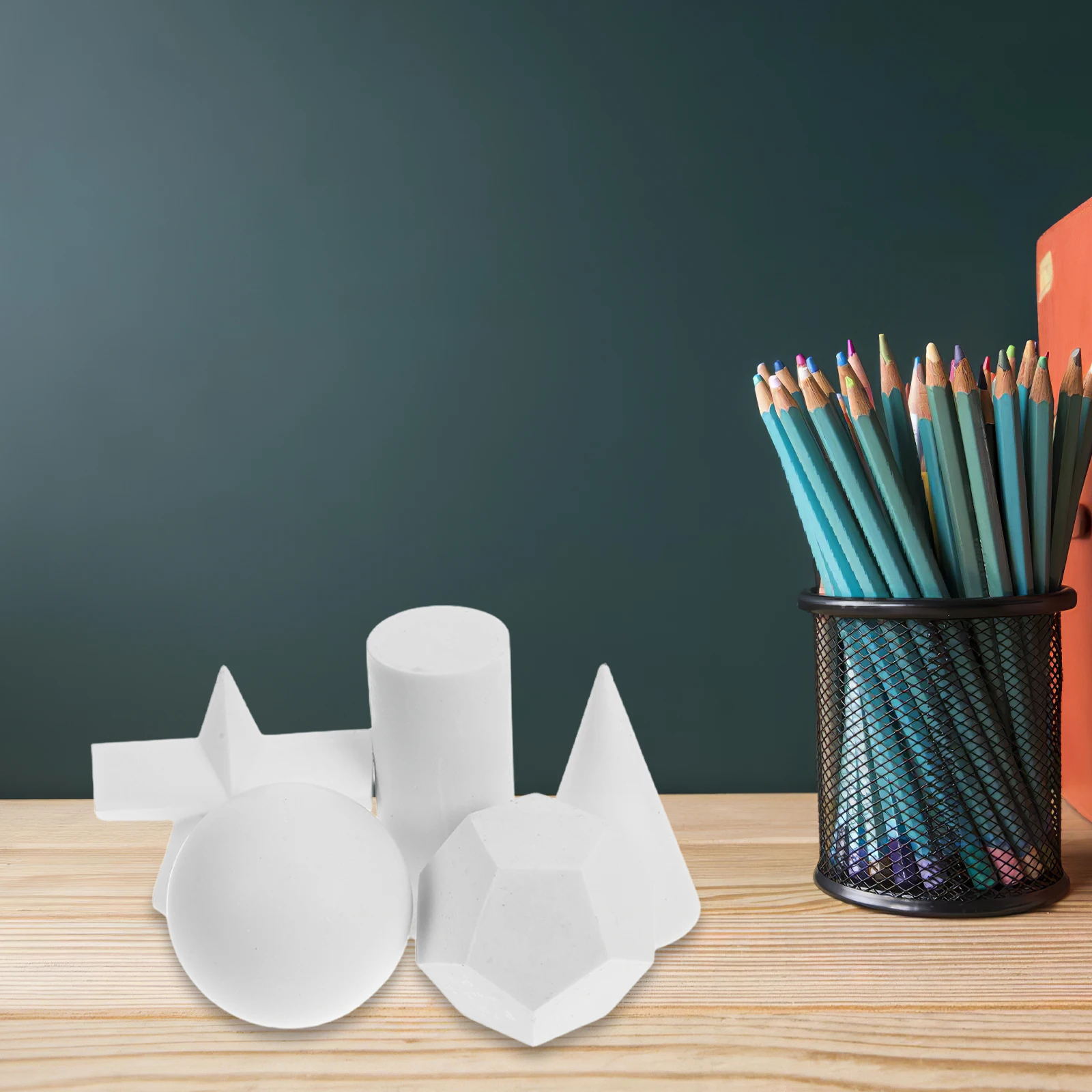 5 Pcs Geometric Ornament Mini Sculpture Decor Square Sketch Geometry Drawing Model Shape Resin Prop