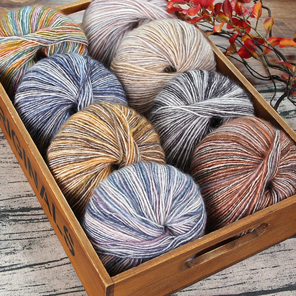 50g Rolle Regenbogen Baumwolle Linie Segment Färbe muster hand gewebte mittel dicke Tarnung Baumwolle Farbverlauf Linie für Schals und Hüte