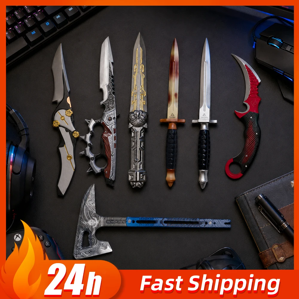 conjunto-de-armas-de-espuma-pu-delta-force-7-pecas-37cm-machado-mar-negro-faca-karambit-aderecos-de-cosplay-1-1-borracha-segura-brinquedo-para-gamers-presente-de-halloween