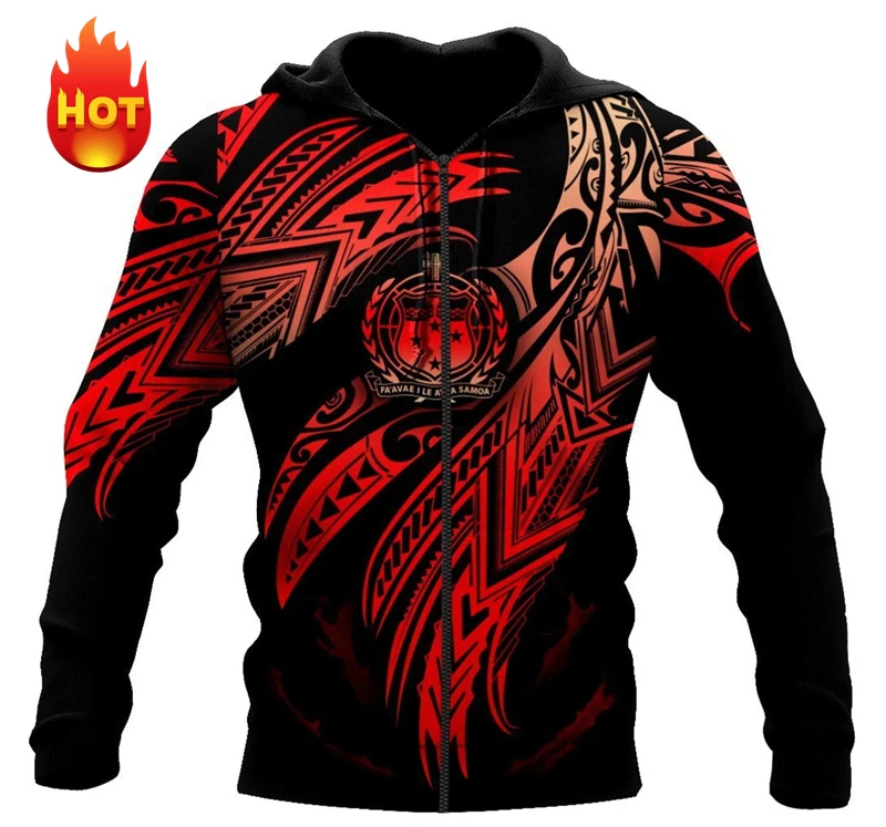 American Samoa Flag Tatau Graphic Zip Up Hoodie Men Women New In Polynesian Sweatshirts Men ZipperPullover Coats Dropshipping