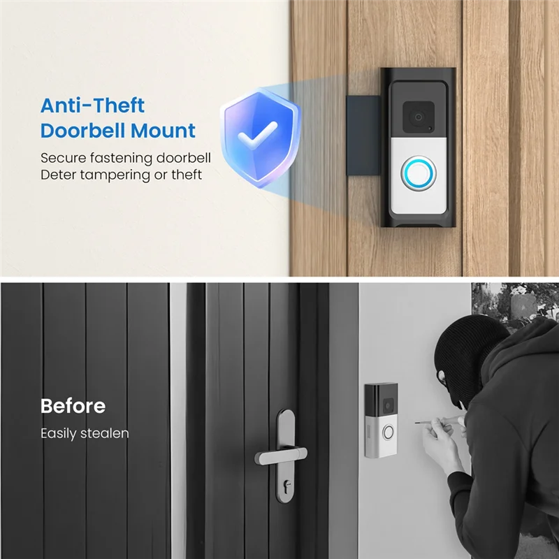 ABNG مكافحة سرقة جرس باب يتضمن شاشة عرض فيديو جبل لا الحفر تصاعد حامل ل حلقة جرس باب يتضمن شاشة عرض فيديو 3/3 زائد/4 ، بطارية جرس الباب زائد/برو