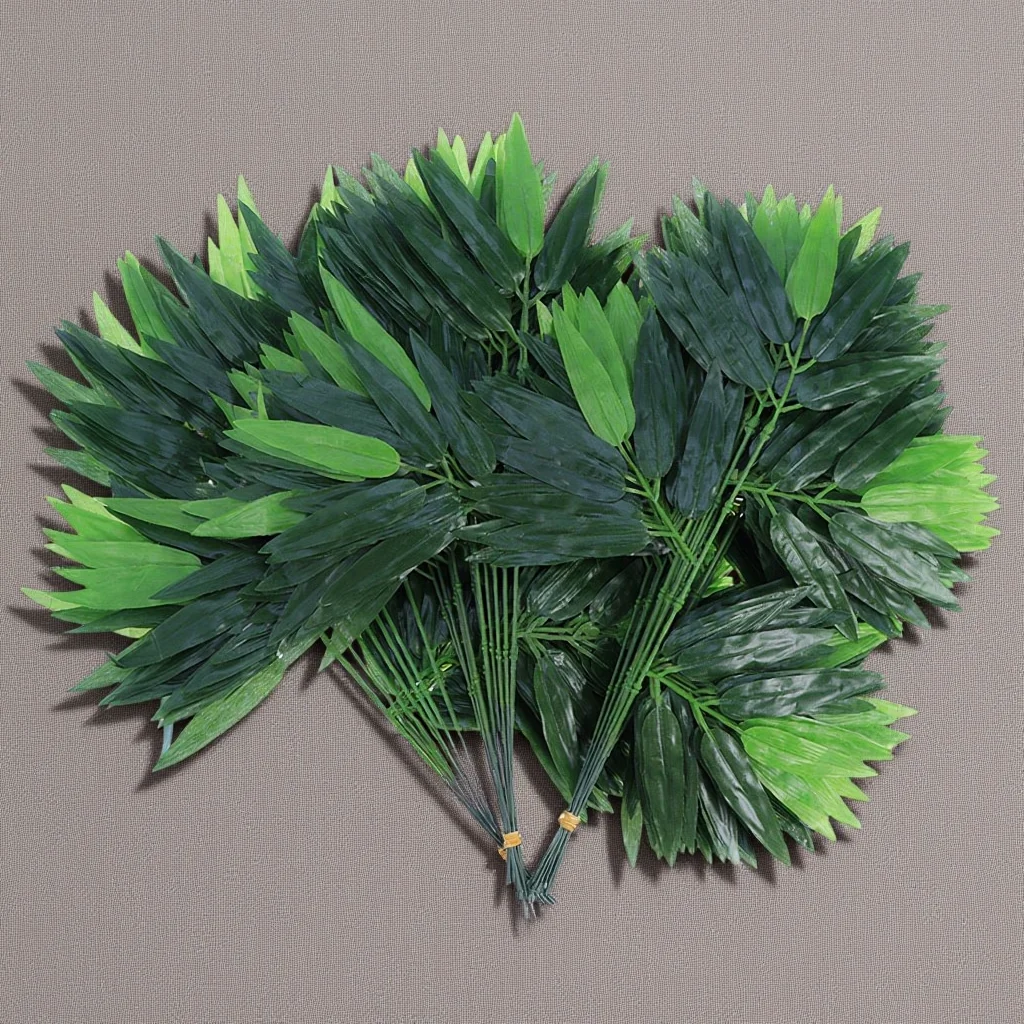 

100Pcs Realistic Artificial Bamboo Leaves Decorative Foliage for Office Air Conditioner Stairs Door Frame Wire Cover Plant
