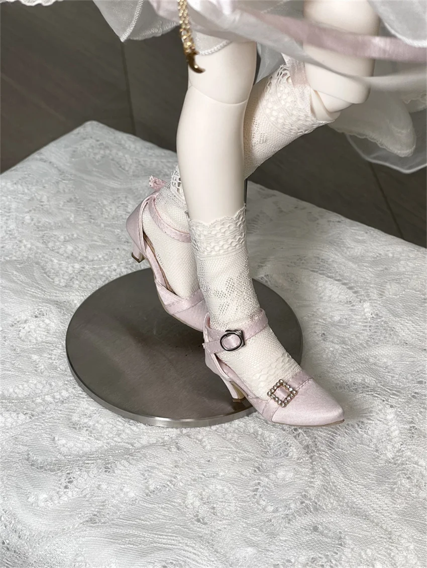 In Stock BJD/SD Shoes 1/3 1/4 High Heels Girls Silk Pointy One-button High Heels Multi-colored BJD Doll Accessories