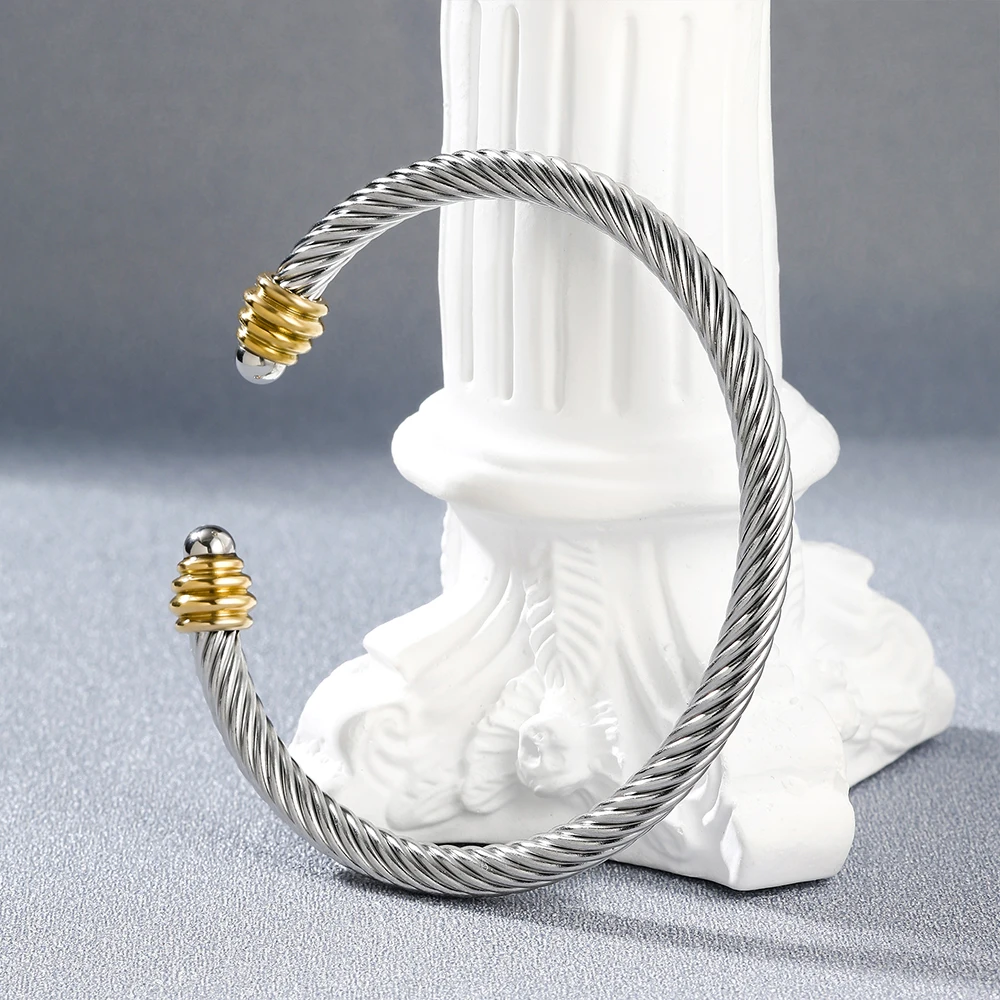 

Rope Chain Bracelet for Men,Stainless Steel Twist Rope Bracelets Chain Fashion Hip-Hop Trendy Men Silver-Plated Bracelet