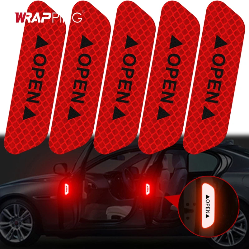 10 Adesivos Refletivos para Porta de Carro, Fita de Advertência de Segurança, Decalque Refletor para Exterior Automotivo, Acessórios para Carro e Moto