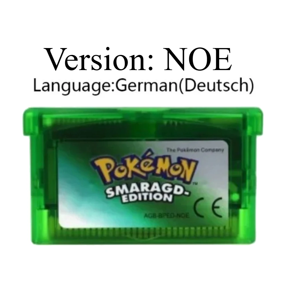 Germany GBA Deutsch Game Pokemon Series 32 Bit Video Game Cartridge Console Card Pokemon Emerald FireRed Ruby LeafGreen Sapphire