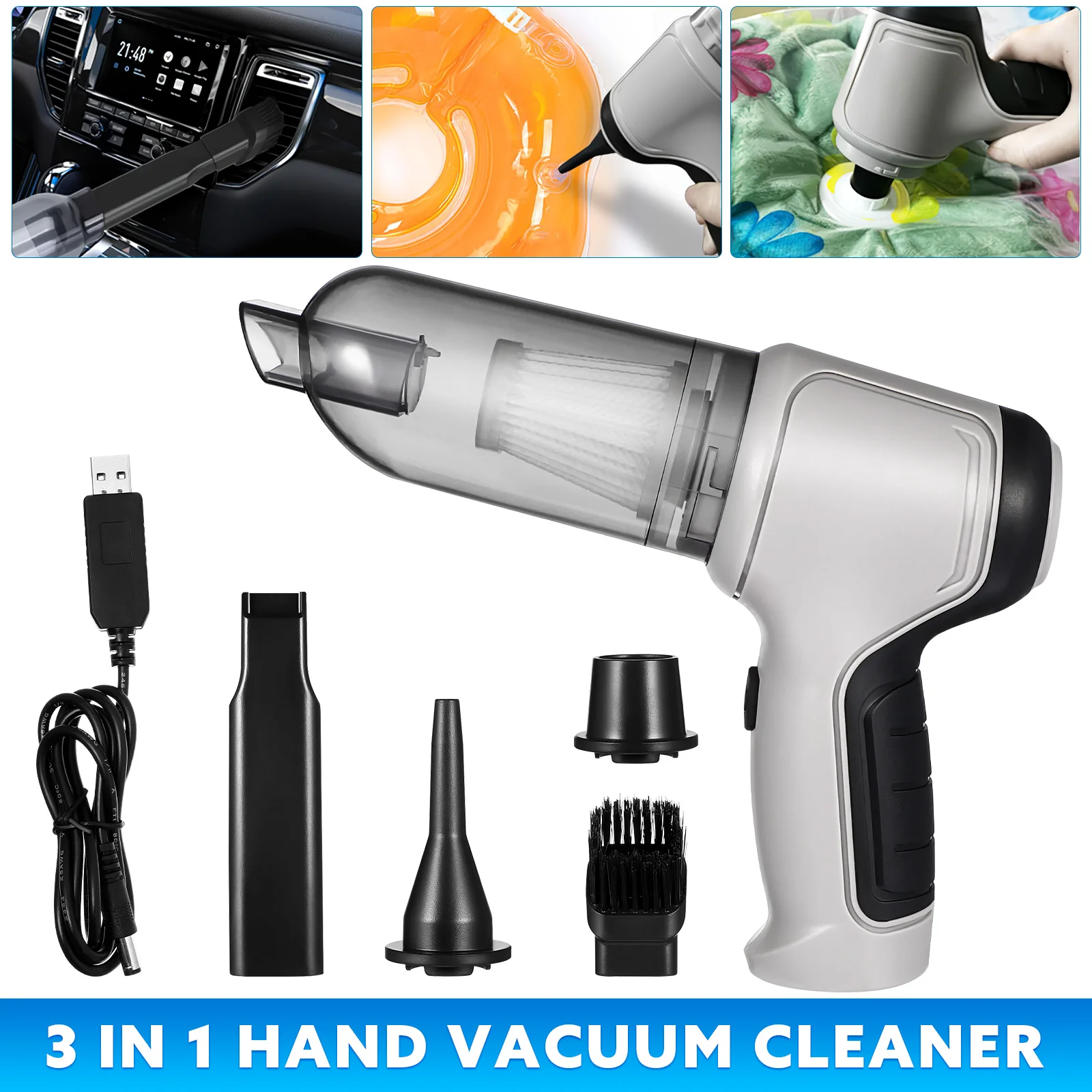 

Cordless Vacuum Cleaner Keyboard Car Rechargeable Abs Air Duster Handheld Portable