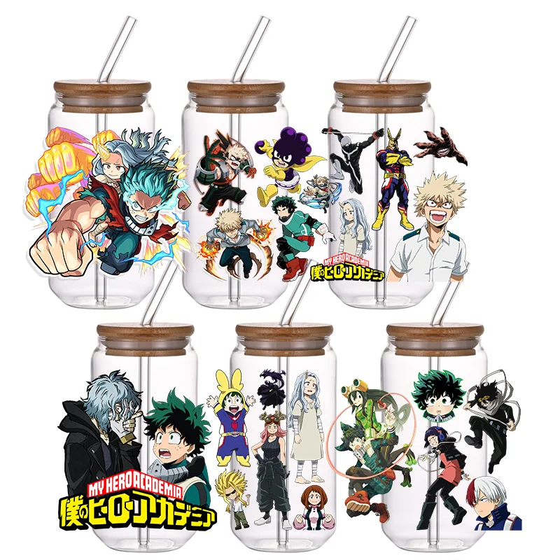 Pegatina UV DTF Anime HD, Resistente al Agua, DIY, My Hero Academia, Pegatina de Transferencia Permanente, Decoración para Vasos, Midoriya Izuku