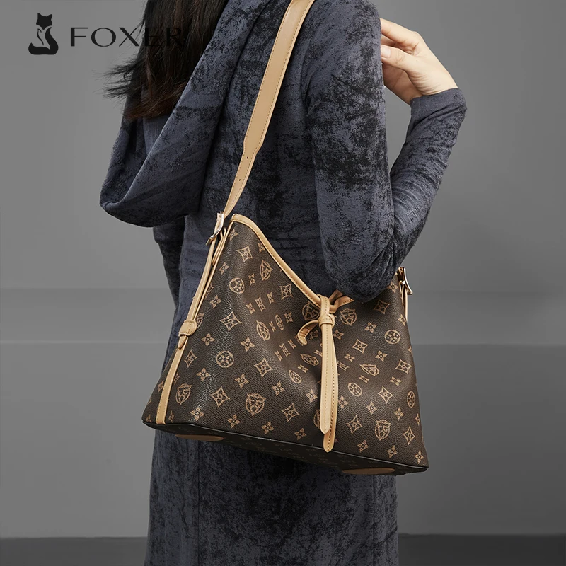 

FOXER Women Fashion PVC Shoulder Handbag Luxury Signature Tote Lady Classic Hobo Bag Gift for Wife,Lover