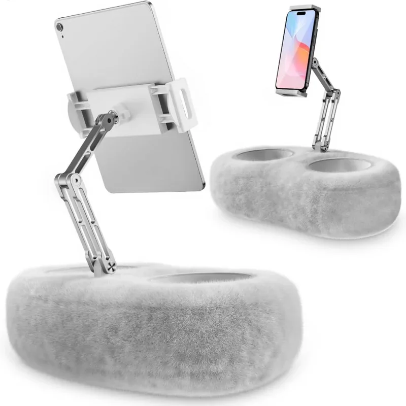 

Adjustable Pillow Tablet Stand w/ 2 Snack Bowls - Hands-Free for iPad, iPhone & Tablets (4.7"-13")