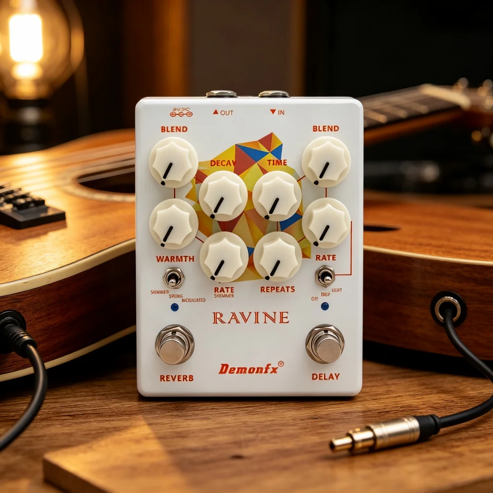 Demonfx RAVINE Effektpedal Reverb und Delay kombinieren zwei Effekttypen in einem Gehäuse für Gitarristen