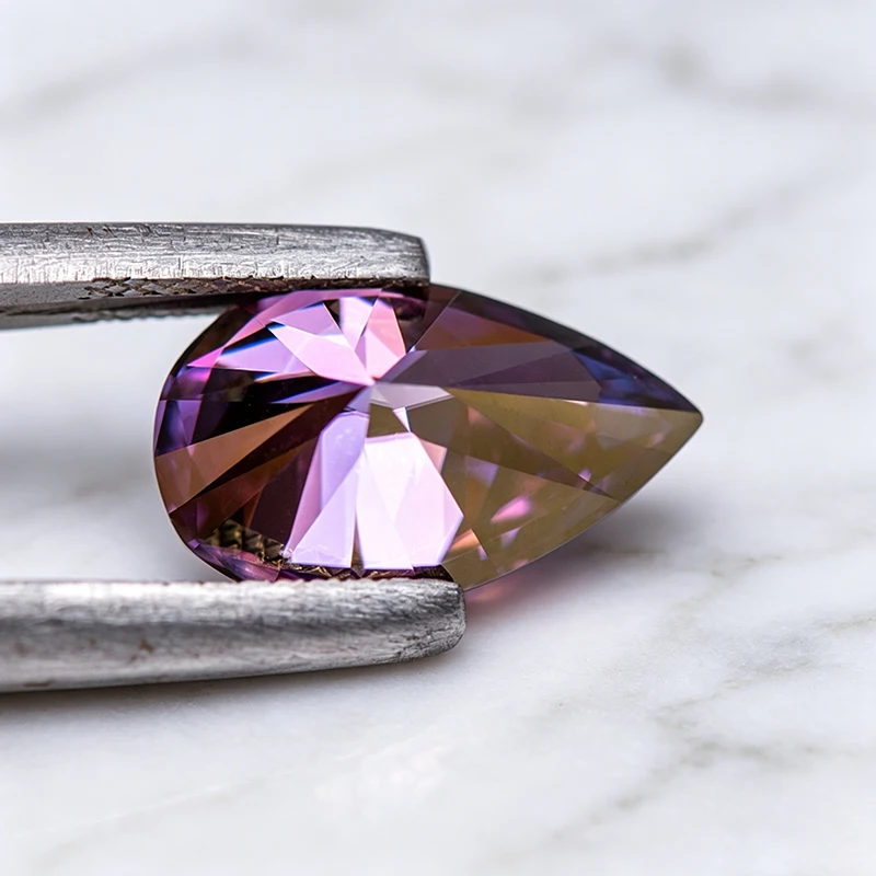 Moissanit-Stein in Birnenform Kaiserlich-Lila Farbton Edelstein für DIY-Schmuckherstellung Materialien Besteht Diamanttester mit Zertifikat – Detail 6