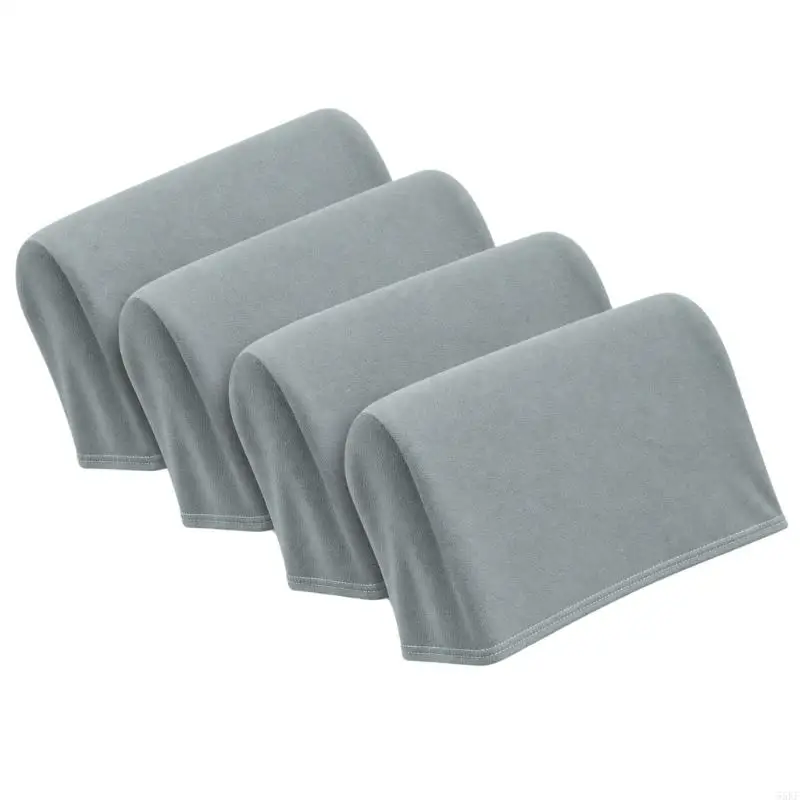 Removable Chair Headrest Cover Set, 4 Reusable Stretch Fabric Protectors for Sweat, Hair Oil, Dust, and Everyday Wear 55KF