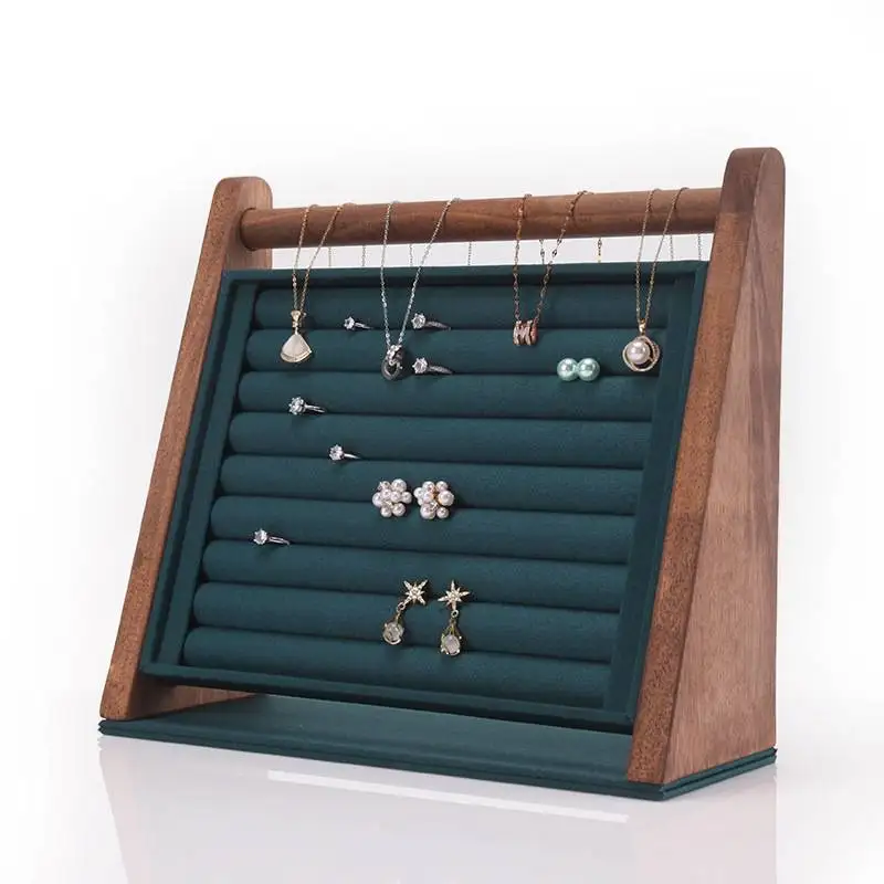 Rings Display Stand Earrings Studs Storage Holder Wood Rings Jewelry Showcase Tray for Rings Bracelets Earrings Display Stand