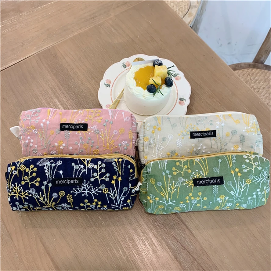 

Pencil Case Embroidery Student Korean Stationery Storage Bag Trousse Scolaire Estuches Escolares Kawaii Cases For Girls Portable