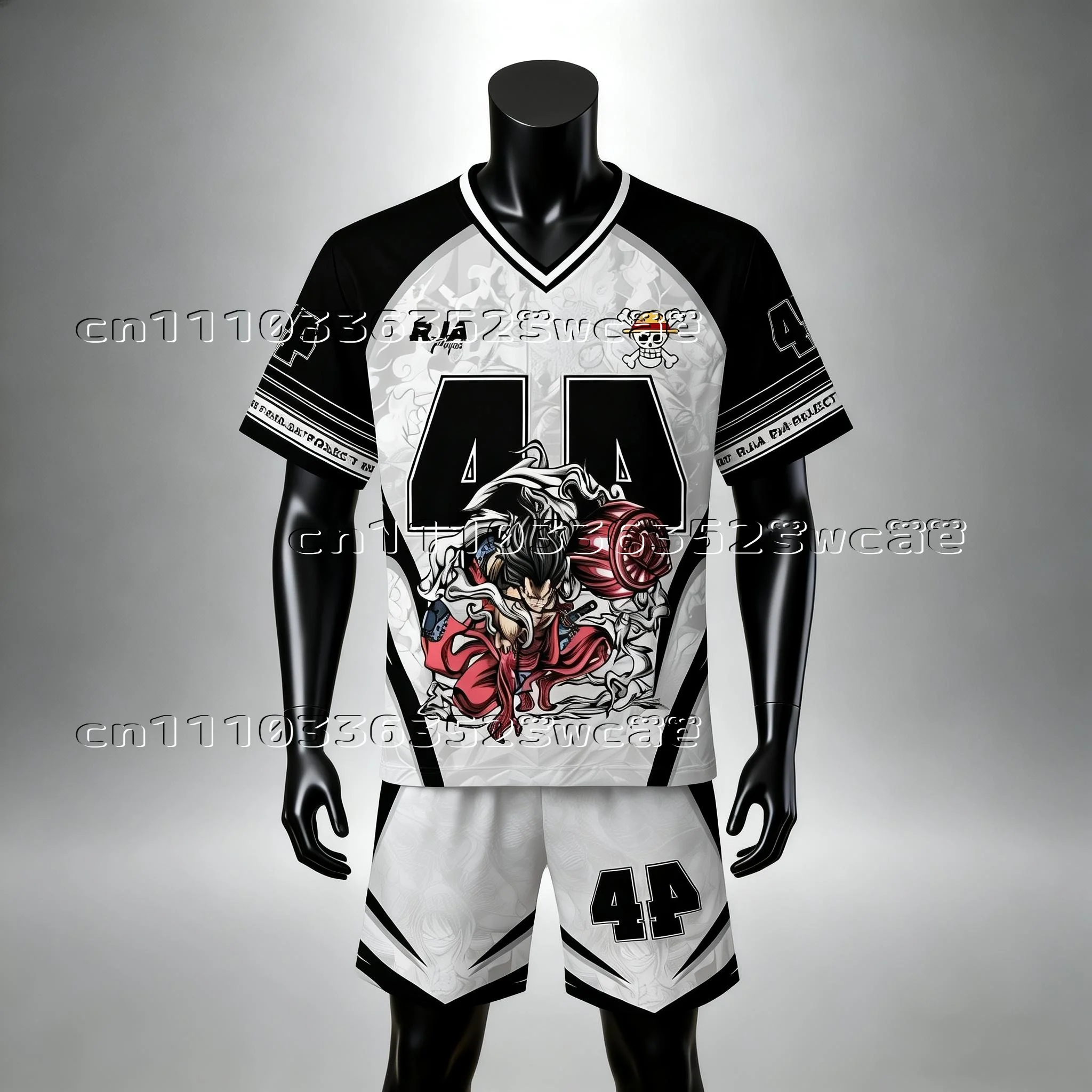 

2026 One Piece Luffy Shape Theme Jersey Set T-shirt Shorts Adult and Children Summer Family Matching