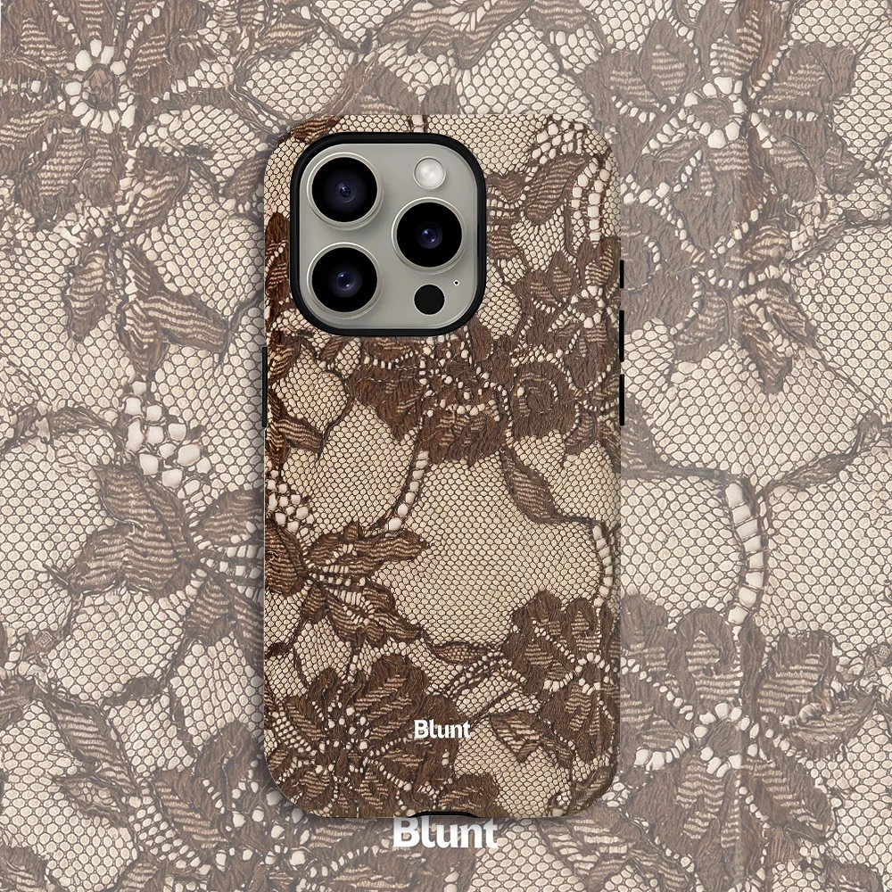 Brown Lace Texture Phone Case for Samsung Galaxy S20 S23 S24 S25 S26 FE Plus Ultra Edge 4G 5G Luxury Double-layer Back Cover
