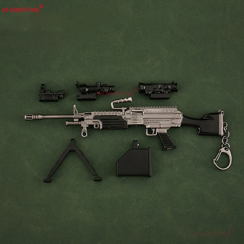 18cm Mini Toy Gun Metal Keychain Action Figure M249 Light Machine Gun Model Children\'s Toys CS Game Gift Decorative HG336